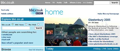 BBC Homepage Glastonbury Promo