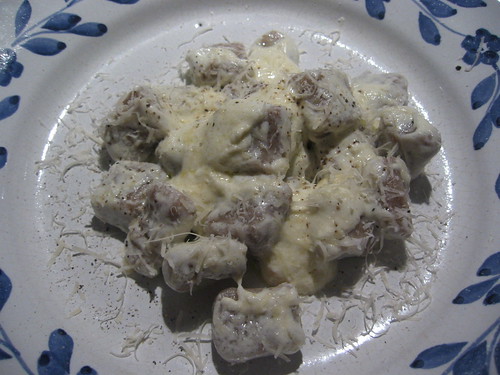 Chestnut gnocchi with parmesan cream sauce