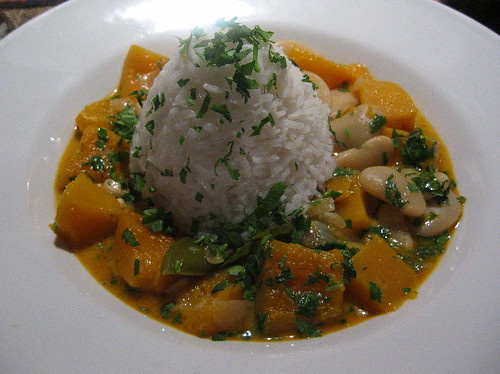 Squash and butterbean soup-stew