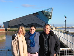 Andrea, Mel and Dave in front of The Deep, Hull