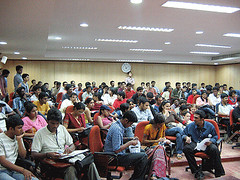 The crowd at the MBA room where debate was conducted